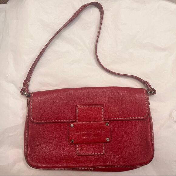 Kate Spade small red leather shoulder bag purse. - Picture 11 of 12